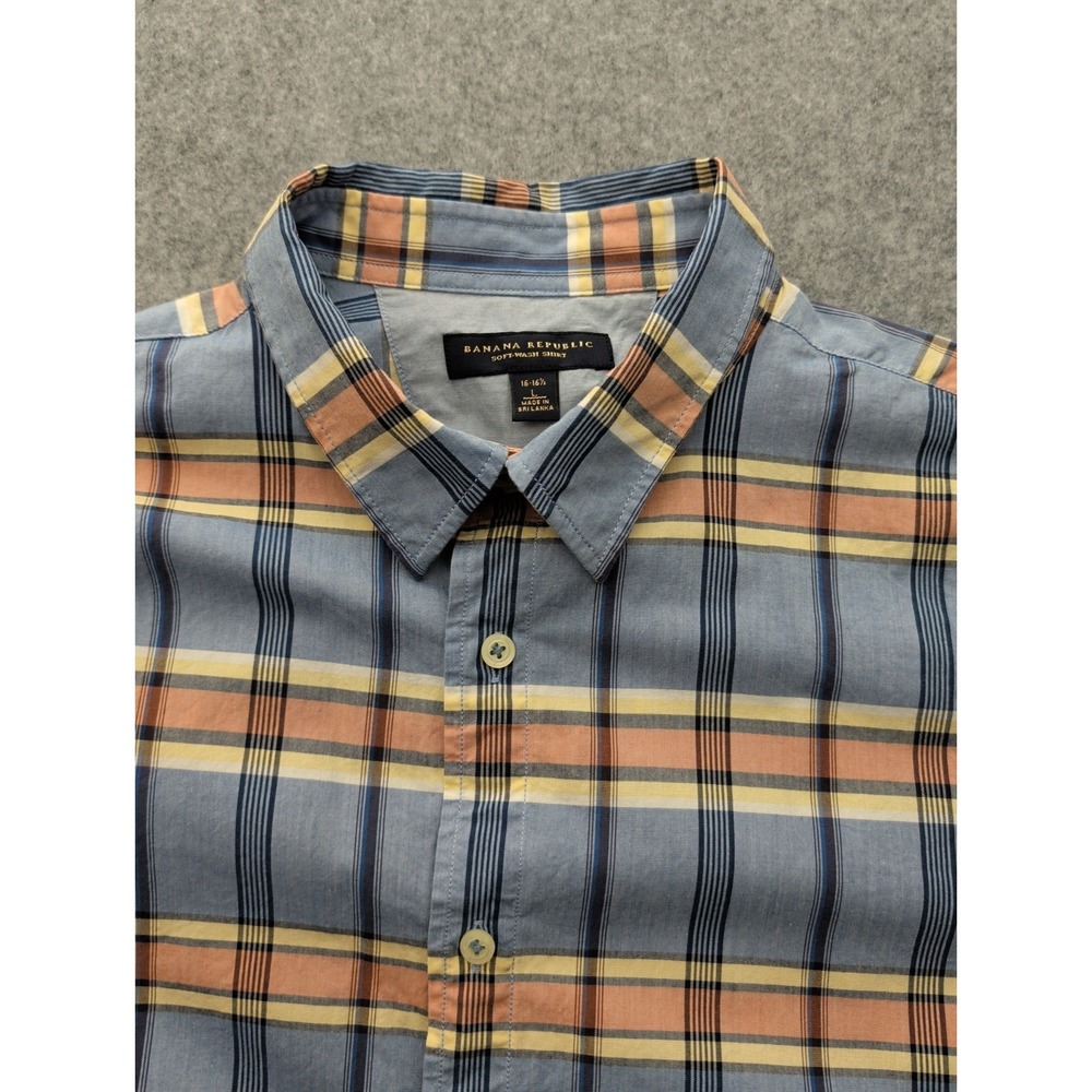 Banana Republic Men's Shirt Multicolored Plaid Long Sleeve Large 16-16.5